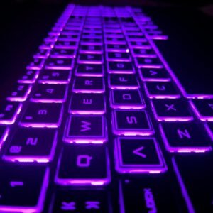 purple and black computer keyboard